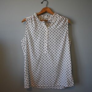 navy blue polka dot blouse